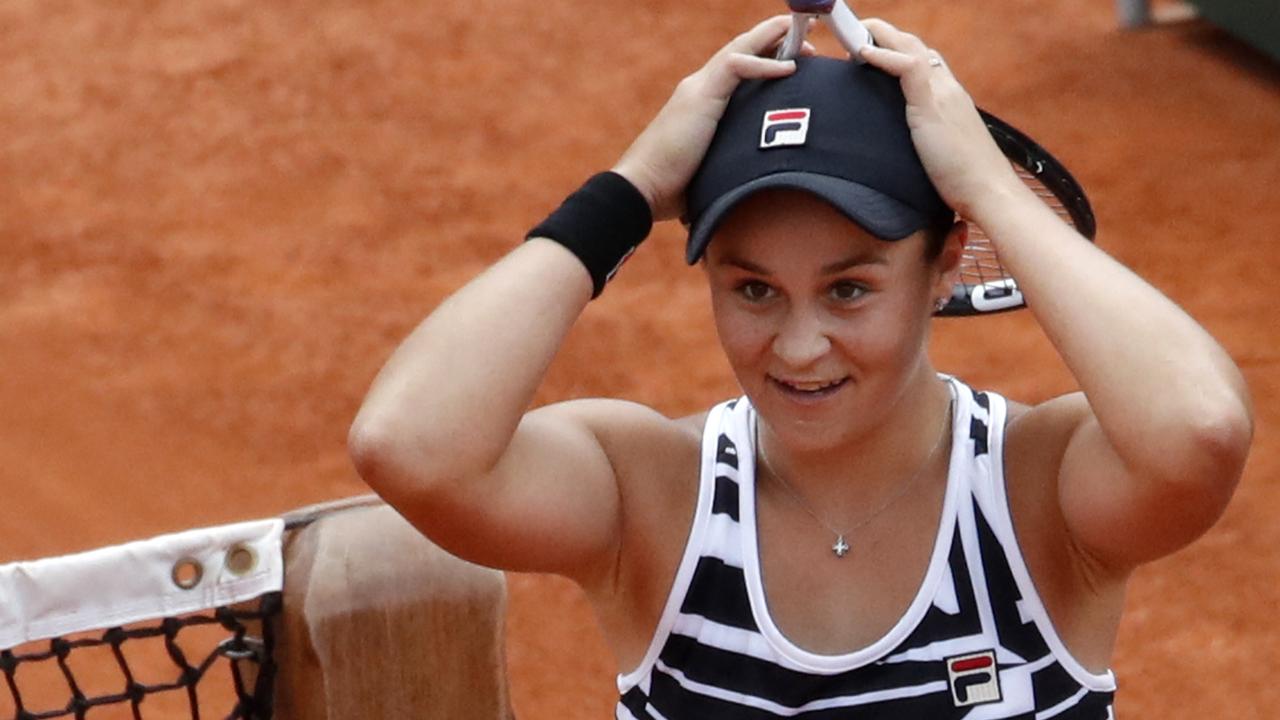 Australia's Ash Barty first revealed retirement thoughts after winning at Roland Garros in Paris on Saturday, June 8, 2019. Photo: AP