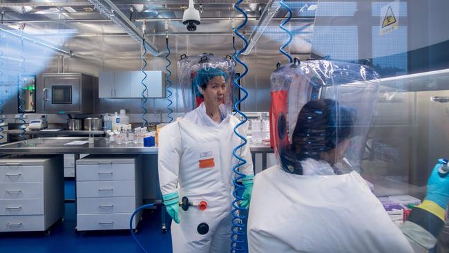 Chinese virologist Shi Zhengli inside the P4 laboratory in Wuhan, capital of China's Hubei province.