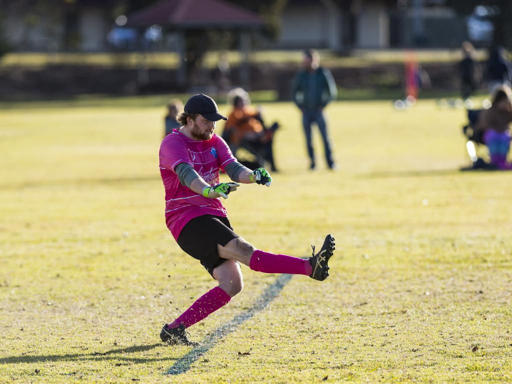 Rockville Rovers goal keeper Hayden Chalmers against Willowburn in Toowoomba Football League Premier Men round 13 at Captain Cook reserve, Sunday, June 20, 2021. Picture: Kevin Farmer