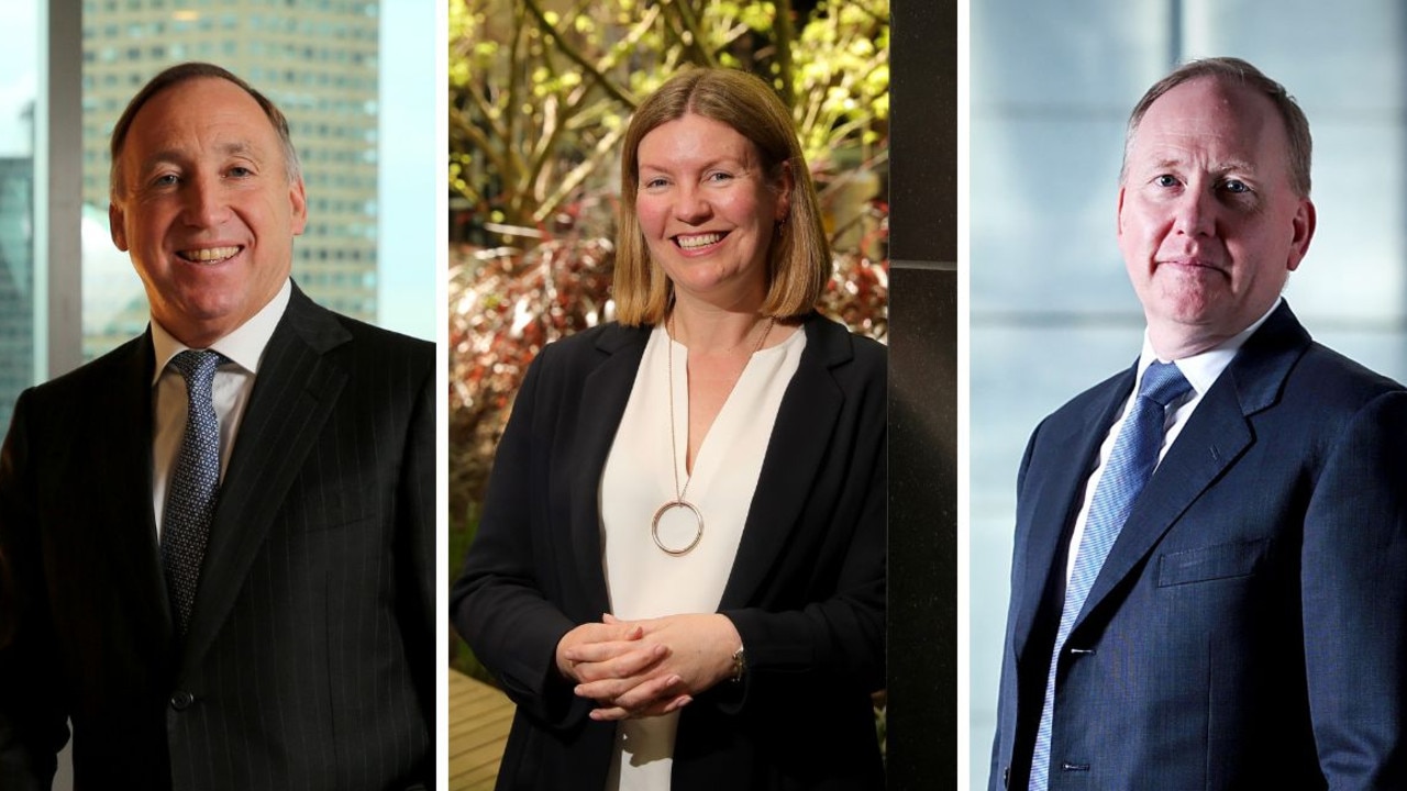 Chief investment officers for AustralianSuper Mark Delaney, AMP’s Anna Shelley and Colonial First State’s Jonathan Armitage.