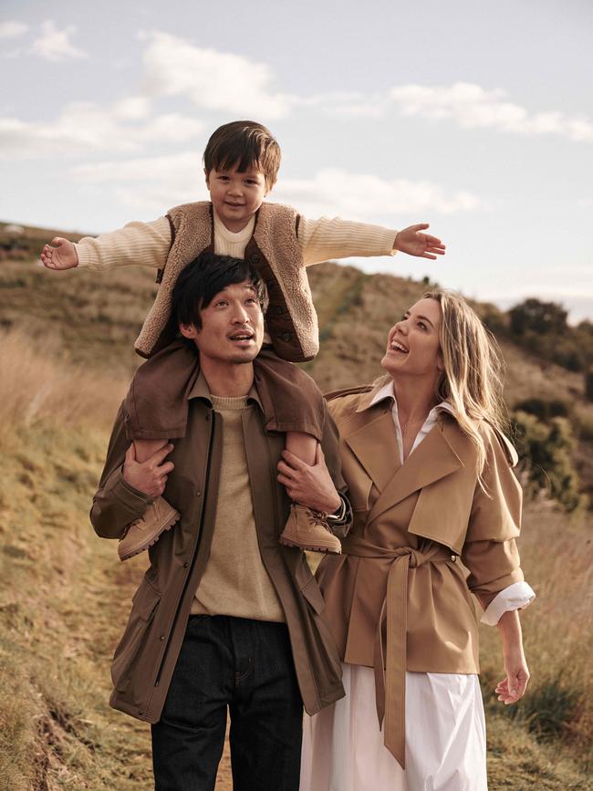 Suki with husband Kevin Cho and son Kai. Suki Paddington of Hobart who is the face of the Georg Jensen and the Ovarian Cancer Research Foundation 2024 10th anniversary awareness campaign. Picture: Kristina Yenko.