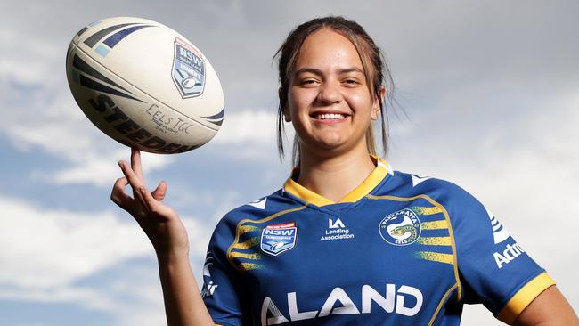 DAILY TELEGRAPH - 10 FEBRUARY, 2022. Parramatta Eels halfback Rosemarie Beckett will make her debut in the Tarsha Gale Cup this weekend after overcoming a tough bout of Covid 19. Picture: Toby Zerna