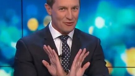 Rove McManus mocks. Picture The Project 2.JPG