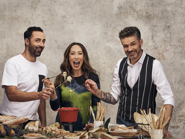 Jock with Andy Allen and Melissa Leong on MasterChef Australia.