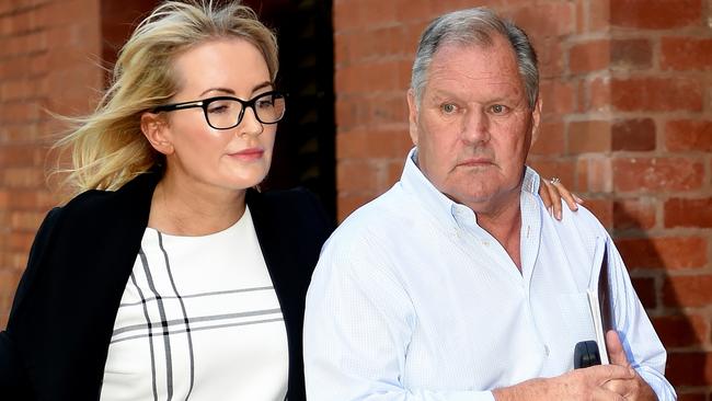 Former lord mayor Robert Doyle with wife Emma Page-Campbell after he stepped aside over sexual harassment allegations. Picture: Nicole Garmston