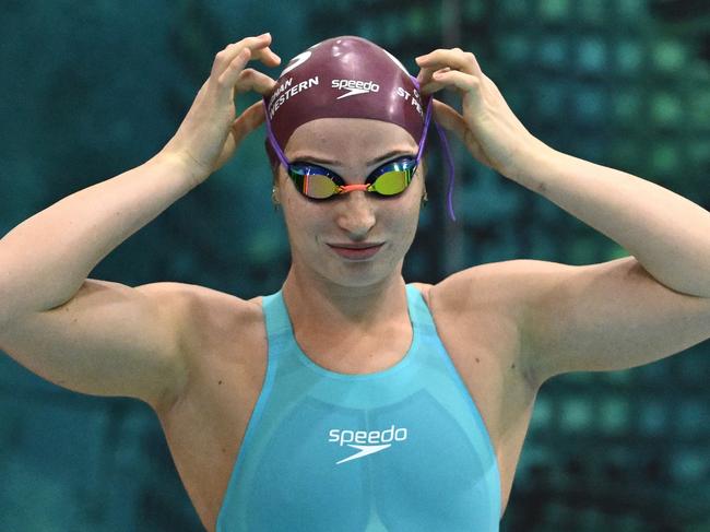 MELBOURNE, AUSTRALIA - JUNE 17: Mollie O'Callaghan of Australia prepares to race in the Women's 100m Freestyle during day five of the Australian 2023 World Swimming Championship Trials at Melbourne Sports and Aquatic Centre on June 17, 2023 in Melbourne, Australia. (Photo by Quinn Rooney/Getty Images)