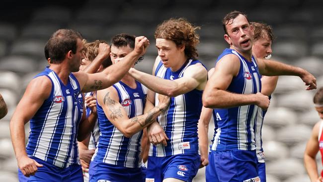 <s1>GOAL: Ben Brown and the Kangaroos against St Kilda on March 22.</s1> <source> Picture: AAP</source>