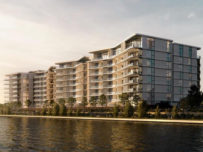 Artist render of the $220m residential complex project by Habitat Development Group. Photo: K Architecture