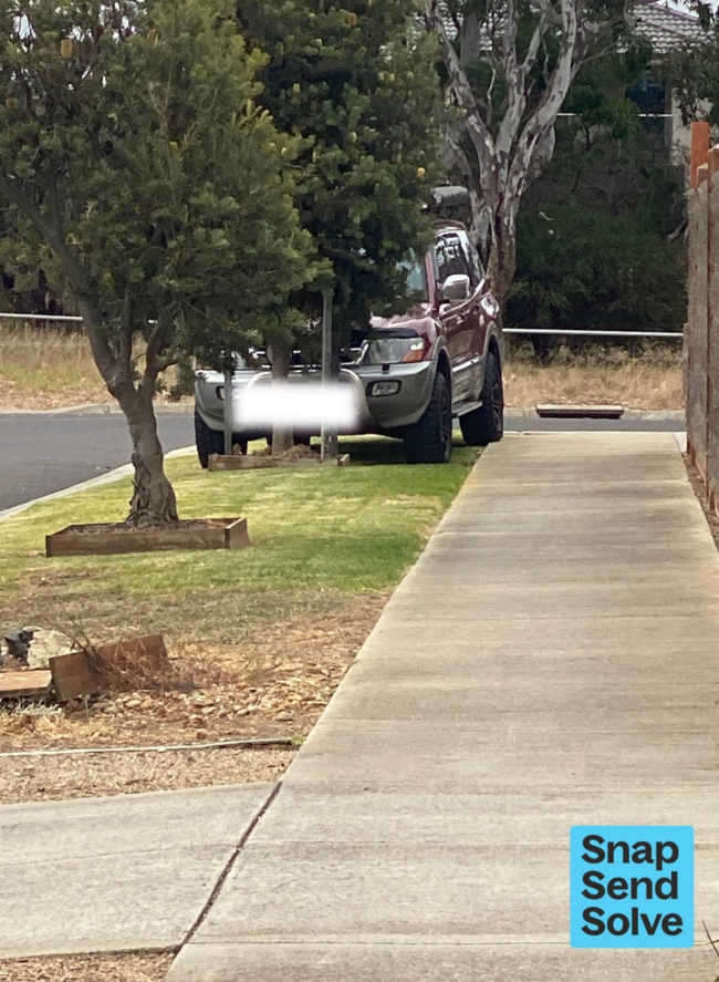 A car parked on a residential nature strip. Picture: Snap Send Solve