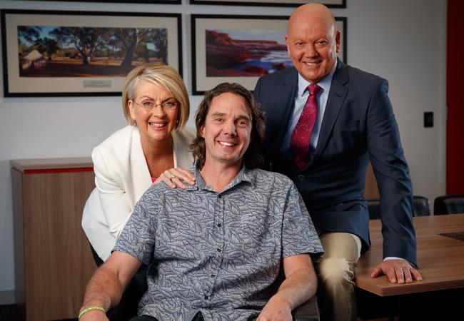 Channel 7 newsreaders Jane Doyle and John Riddell nominated Nigel Hardy for a Pride of Australia award. Picture: Matt Turner