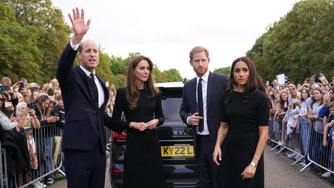 William, Kate, Harry and Meghan put on a rare display of unity in the days after the Queen died. Picture: Kirsty O'Connor – WPA Pool/Getty Images