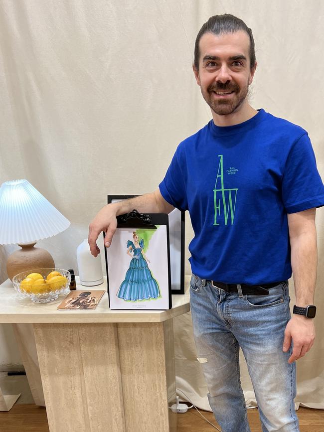 TOO COOL FOR SCHOOL: Fashion illustrator Petar Prodanovic – who was teaching a workshop at Fashion Est. – makes the ADL Fashion Week T-shirt look like a work of art.