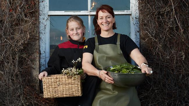 Karena Armstrong and Sebastian, 11, at her restaurant, the Salopian Inn in McLaren Vale. Picture: Matt Loxton.