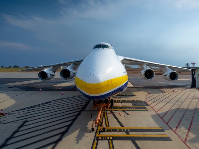 One of the largest aircraft in the world - the Antonov AN-124 - has landed in Darwin.Picture: Che Chorley