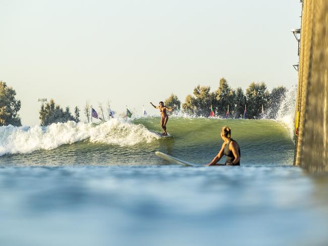 World Longboard Champion Honolua Blomfield surfing in a Longboard Expression Session during the 2018 Surf Ranch Pro in Lemoore, CA, USA.