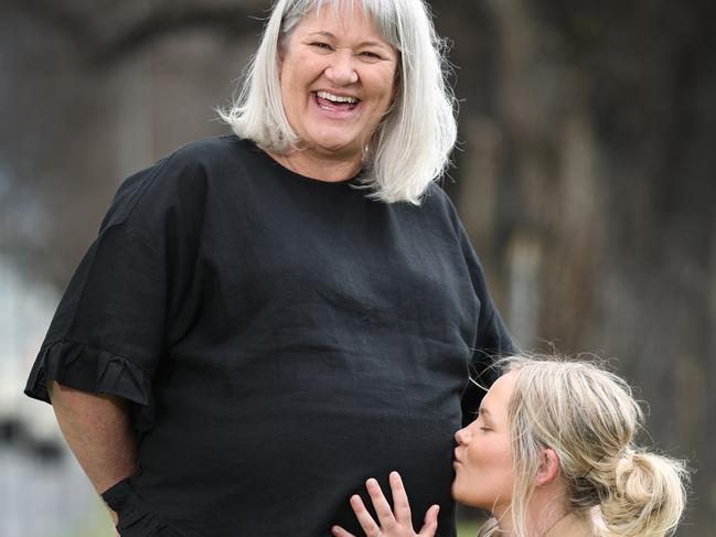 Cassidy Sharp says she is nervous but excited to meet her baby, which is being carried for her by her mother, Lisa Sharp. Picture: David Caird