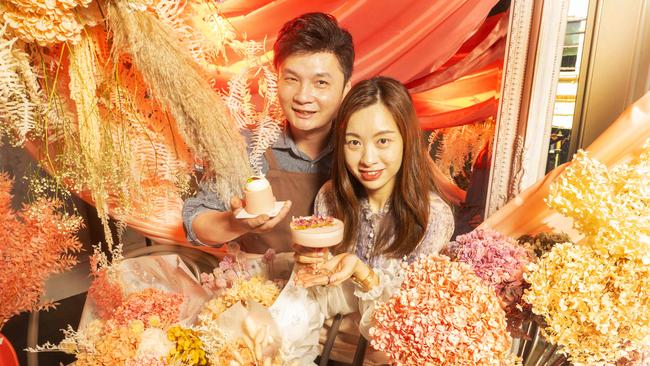 Jia and Valerie Wang have opened floral patisserie, La Fantaisie, in Abbotsford. Picture: Rob Leeson