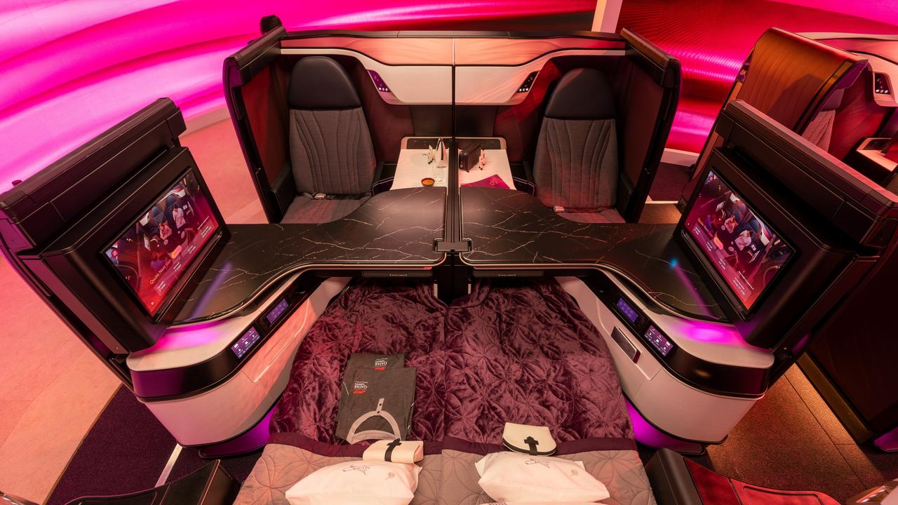 Qatar Airways is installing a new iteration of its popular QSuites product, including a ‘quad seat’ allowing four people to face each other on-board. Picture: Supplied