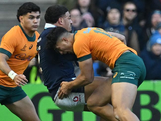 Suaalii and Tuipulotu are set to reignite their rivalry during the Lions’ tour. Picture: Andy Buchanan / AFP