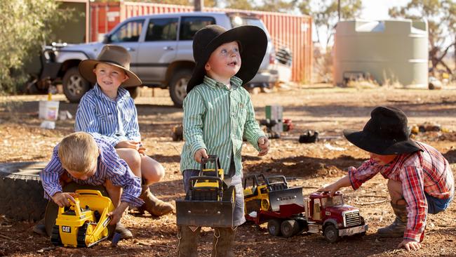 Henry, Jack, Tom and Darcy Geppert in Cobar NSW. Picture: Kim Storey