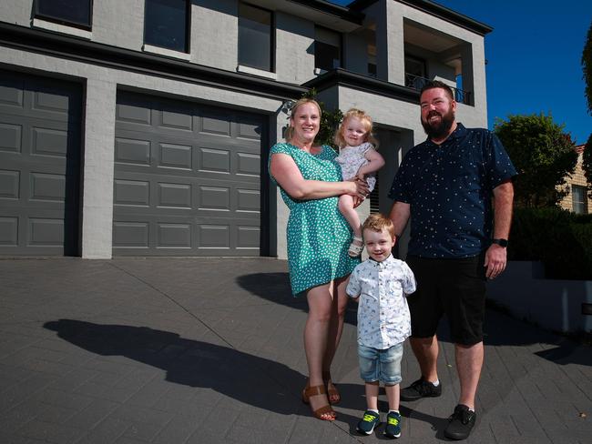 Anna and David Banks, with children Sienna and Austin, at their new home in Rouse Hill. Picture: Justin Lloyd