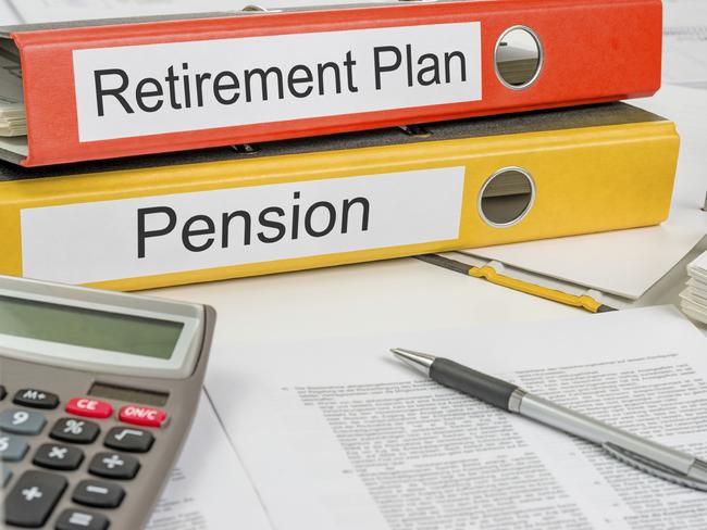 Folders with the label Retirement Plan and Pension. Superannuation.