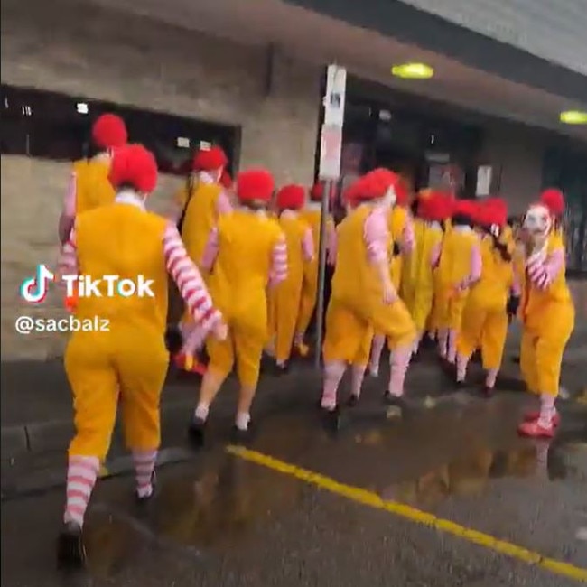 The students dressed as Ronald McDonald took over their local McDonald's.