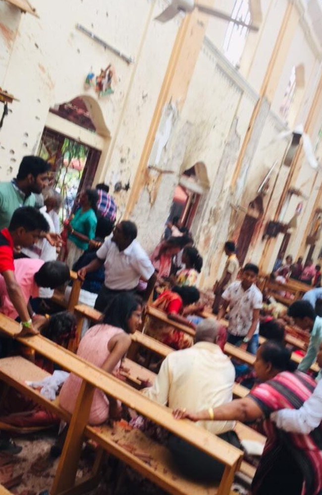 Blood everywhere. St. Sebastian's Church, Columbo, Sri Lanka. Picture: Facebook