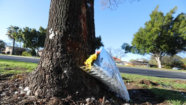 Flowers left at the scene. Pic Tait Schmaal