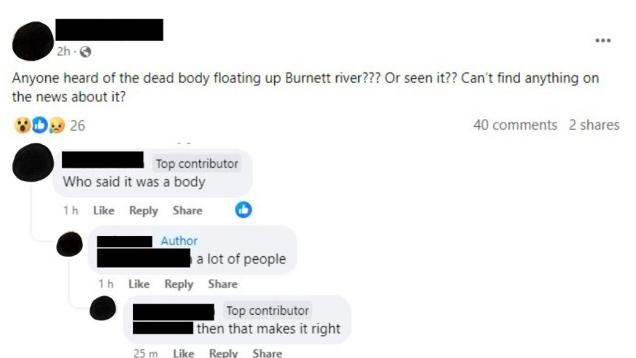 Reports of a dead body in the Burnett River sparked the Bundaberg rumour mill this morning.