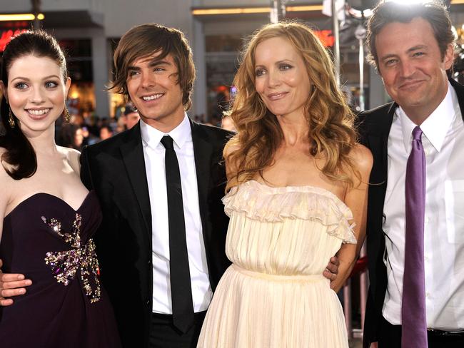 Michelle Trachtenberg with Zac Efron, Leslie Mann and the late Matthew Perry at the 17 Again premiere in 2009. Picture: Getty Images