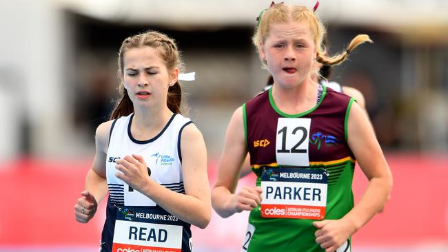 Matilda Read (VIC) competes in the Girls U13 1500m Walk.