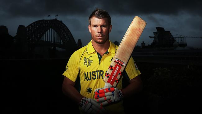 David Warner at the announcement of the Australian World Cup squad. Australia and New Zealand will host the 2015 ICC Cricket World Cup which starts next month. pic. Phil Hillyard