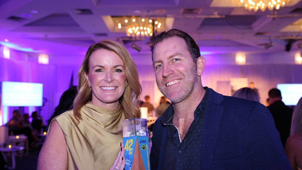 Belinda Dawes and Ryan Keen at the 2024 Gold Coast Marathon welcome function at Crowne Plaza Surfers Paradise for Gold Coast at Large. Picture, Portia Large.