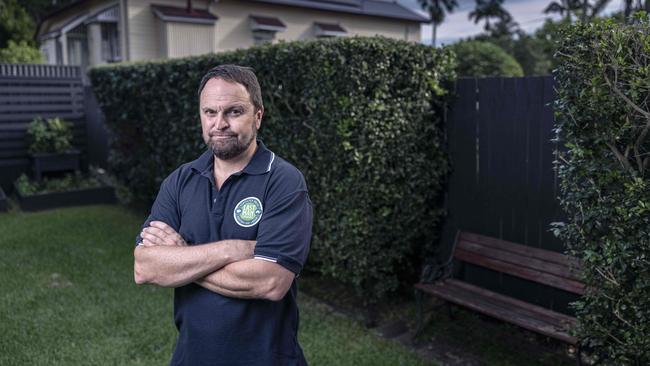 Olympic speed skater Steven Bradbury at home in Brisbane. Picture: Glenn Hunt