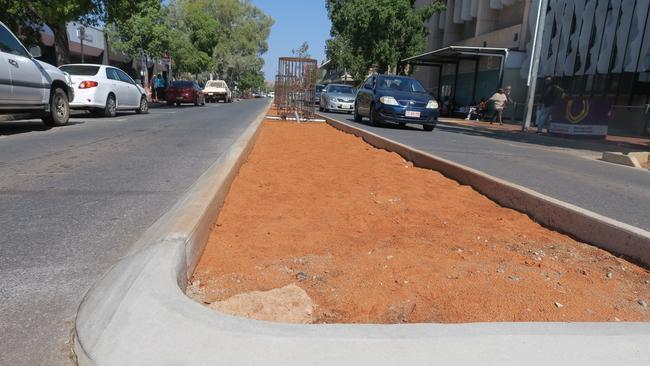 Araluen MLA Robyn Lambley says the CBD Revitalisation works, particularly along Hartley St, are a serious hazard. Picture: Laura Hooper.