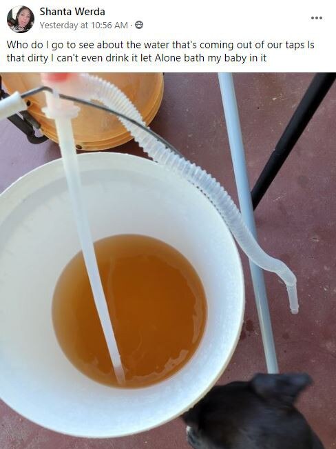 Shanta Werda took to social media to share her concern about discoloured water in Bowen.