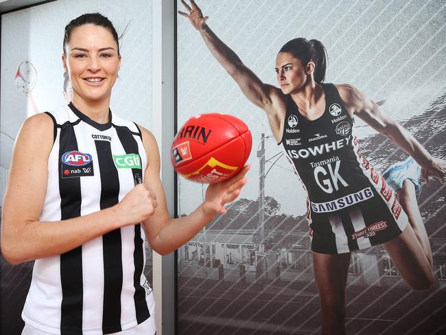 Australian netballer come Collingwood AFLW footballer Sharni Layton outside Holden Centre.    . Pic: Michael Klein