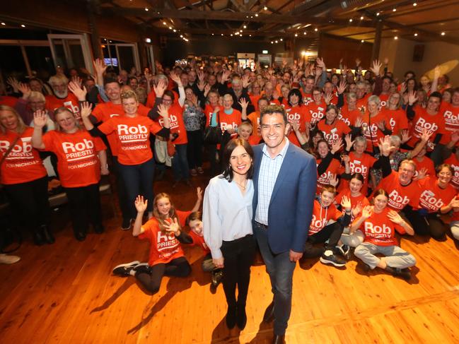 Nicholls independent candidate Rob Priestly with his wife Sonia on federal election night