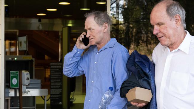 Shane Matherson, left, leaving the District Court with his lawyer Peter Scragg. Picture: NCA NewsWire / Morgan Sette