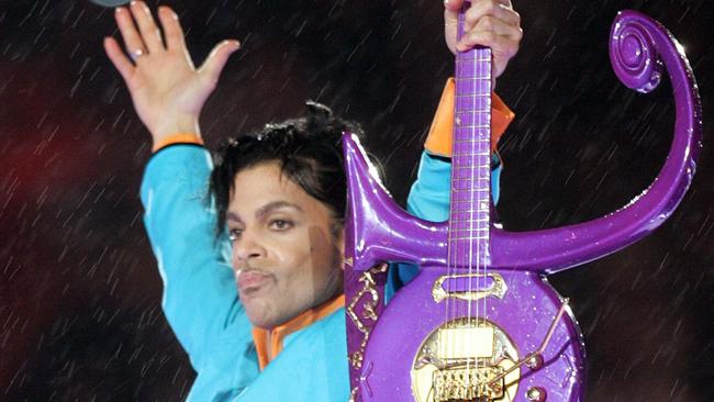 Prince performing during halftime at the Super Bowl XLI at Dolphin Stadium, Miamo in 2007. Picture: Roberto Schmidt