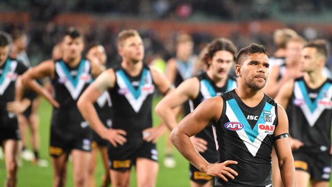 Port Adelaide are out of the finals. Photo: AAP Image/David Mariuz