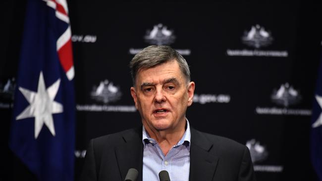 Chief Medical Officer Professor Brendan Murphy at the press conference launch of CovidSafe at Parliament House in Canberra. Picture: AAP