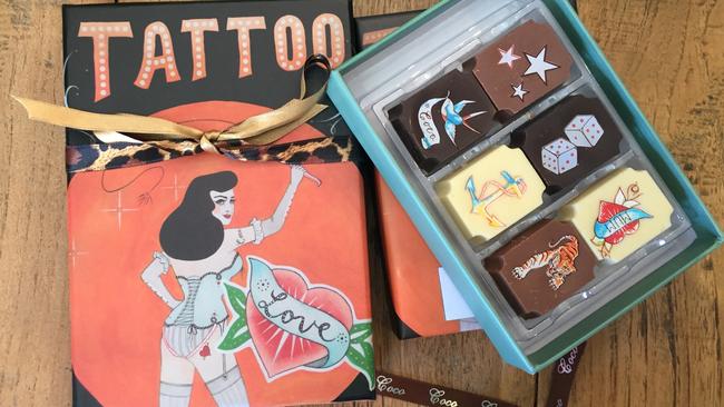 Box of tattoo chocolates.