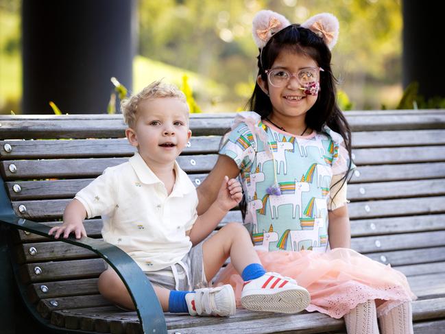 Arlo and Aru helped kick off the appeal launch on Thursday. Picture: Mark Stewart