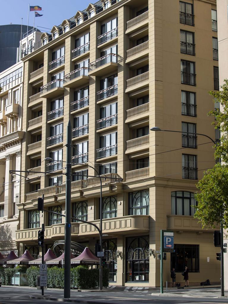 It has been revealed a man who was infected with COVID-19 was in the adjacent room to the Victorian man at the Playford Hotel in Adelaide’s CBD. Photo: Kelly Barnes