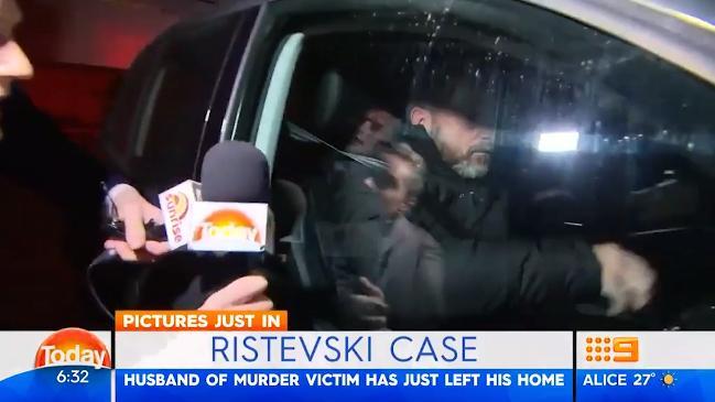 Husband of Karen Ristevski emerges from home