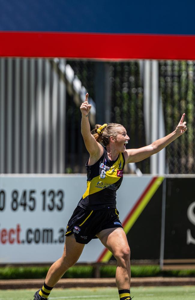 Mickayla Ward as the Nightcliff Tigers took on the Palmerston Magpies in the 2024-25 NTFL women's semi-final. Picture: Pema Tamang Pakhrin
