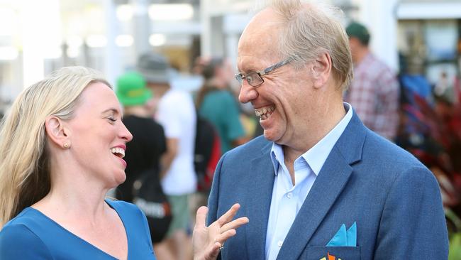 Kate Jones and GOLDOC Chairman Peter Beattie at the Games.