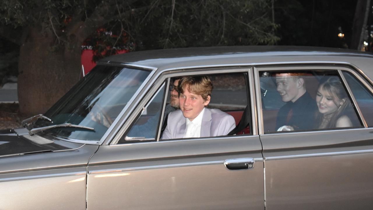 Sunday Moore, Gus Butler and Finn McGarvey at the Year 11 Good Shepherd formal, 2022.